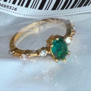 Claire's Gold Ring with Green and Clear Gems size 7